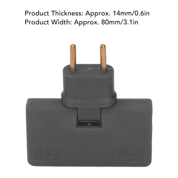 5 kpl EU-pistokkeen muuntajakaapeli Langaton 180 asteen jatkojohto 1-3 EU-pistoke Adapteri 110‑250V Musta