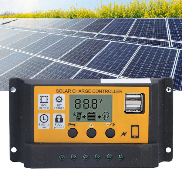 Smart Laderegulering Fotovoltaisk Solpanel Batteriregulering med LCD Display 12V 24V 20A