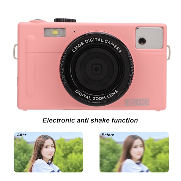 CD R1 1080P FHD Mikro Peilikamera Kannettava 16X Digitaalinen Zoomaus 24MP 3 Tuuman LCD-Näytöllä Vaaleanpunainen