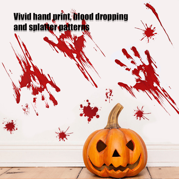 15 stk Halloween Håndavtrykk Klistremerker Blodig Gulv Vindu Vegg Dekorasjon for Fest