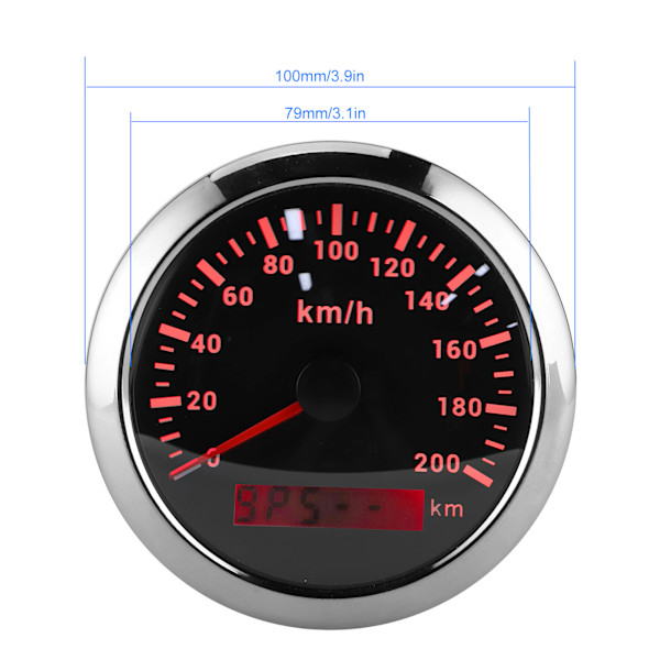 85mm GPS Speedometer 200km/h Odometer Vandtæt til Båd Bil Yacht Motorcykel Sort Skive