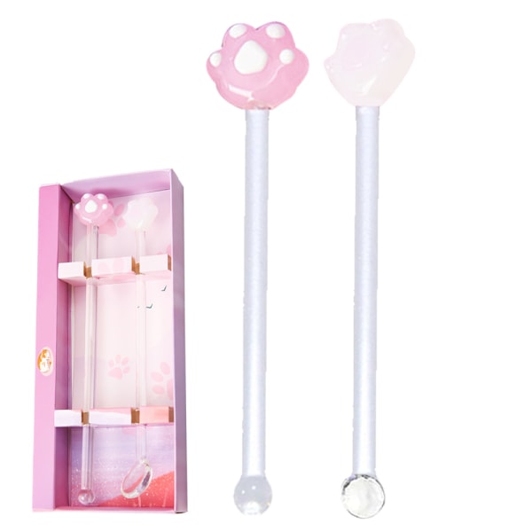 Cat Paw Shape Glass Rørestang Glass Cocktail Stick Coffee