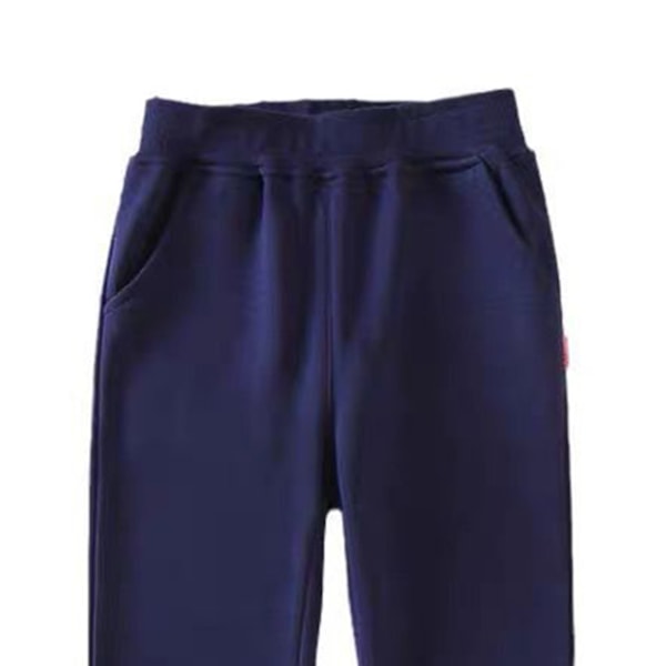 Barn Mjukisbyxor Elastisk Midja Andningsbara Trendiga Avsmalnande Bomulls Joggingbyxor för 120cm till 130cm Pojkar Flickor Blå