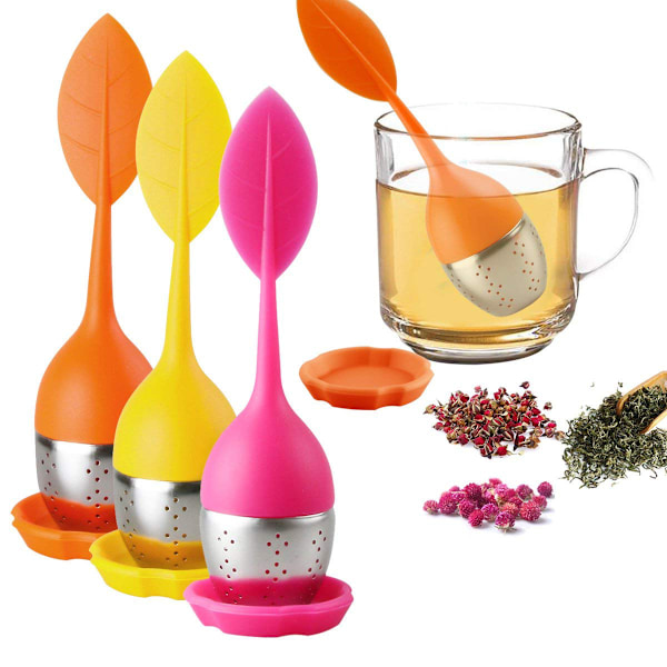 Teesil med tesilskula, små hål förhindrar flytande blad i din kopp, rostfritt stål tesil tillsammans med dropphållare säkerställer kladdfri användning
