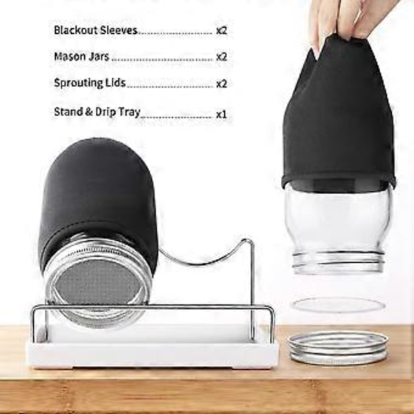 Spirekit, spiredksel med 316-rustfrit stlsigte, til bredhalsede quart-konserveringsglas, spirekit
