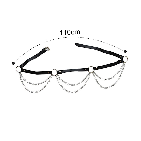 Punk läder Body Chains Svart midjekedja Layered Nattklubb Par