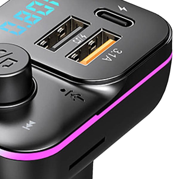 Bil Bluetooth MP3-spiller Fargerikt lys USB-lader Multifunksjonell lyd Håndfri FM-sender