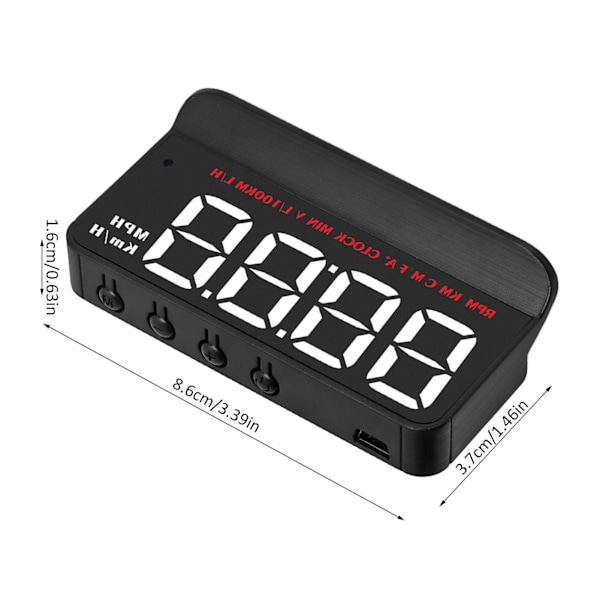 HUD-skjerm Universal OBDII Overspeed Alarm Vindrute Projektor Head Up Meter Vanntemperaturmåler for Bil