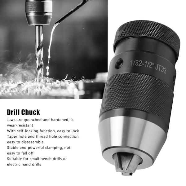 Borrchuck Självspännande Hög Precision Konanslutning Klämverktyg 1/32-1/2 JT33