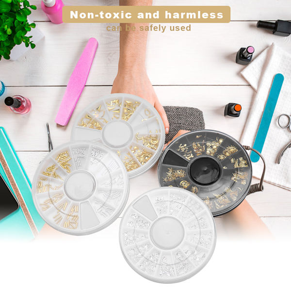 4 Ask Nagelkonst Hål Ornament Nagelkonst Manikyr Hantverk DIY Dekoration Glitter Tillbehör