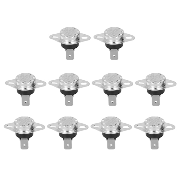 10 st Termostat Termisk Brytare Manuell Återställning Bimetallisk Chip Temperaturregleringsbrytare 10A 250V 45℃