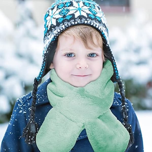 Fleece Skjerf for Gutter og Jenter Varmt Vinter Høst Barn Krage Skjerf Halsvarmer Barneskjerf Solid mint green