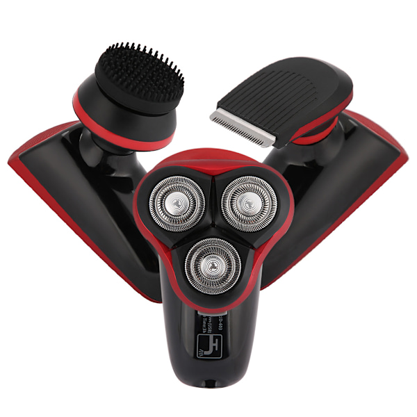 Multifunksjonell Elektrisk Barbermaskin Skjeggtrimmer Sideburns Trimmer Ansiktsrensende Børstesett (Rød)