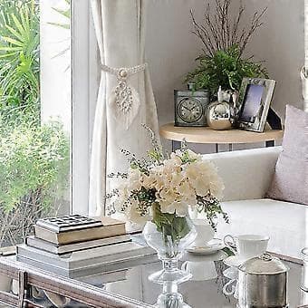 2 stk. Boho gardinholder, bladformet bomullsgardinholder, beige bomullstau-oppheng