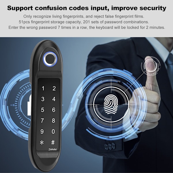 Intelligent Lås Adgangskode Biometrisk Fingeraftryk Oplukning Sikkerhed til Garderobe Fil Skab Skabe Sort