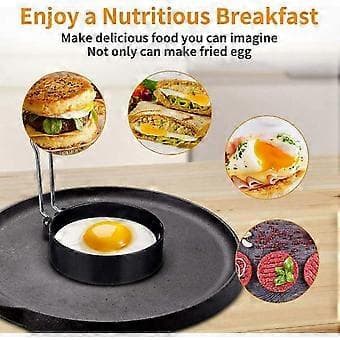 2-pack Non-stick Äggringar för Matlagning, Pocherade Äggformar, Runda Äggstekramar (10,2 cm x 2,1 cm)