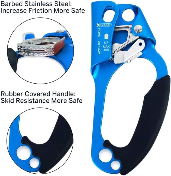 Klätterträd Arborist Utrustning Ergonomisk Bromsok Rak Hand Ascender för 8-13mm Rep