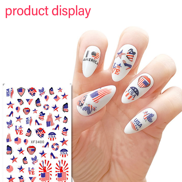4. juli Patriotiske neglekunstklistermærker Independence Day Nail