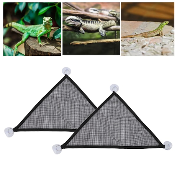 Reptile Hammock Cool Breathable Lounger Ladder Reptile Swing Bed with Suction Cups for Bearded Dragon Lizard Summer 29x28x28cm (2pcs)