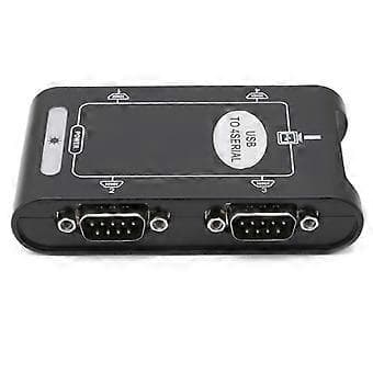 9-pin USB 2.0 til 4 porter RS232 Seriell DB9 COM Kontroller Koblinger Adapter Hub Svart