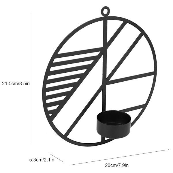 Simple Style Geometric Round Shape Candle Holder Wall Hanging Iron Home Candlestick Decoration