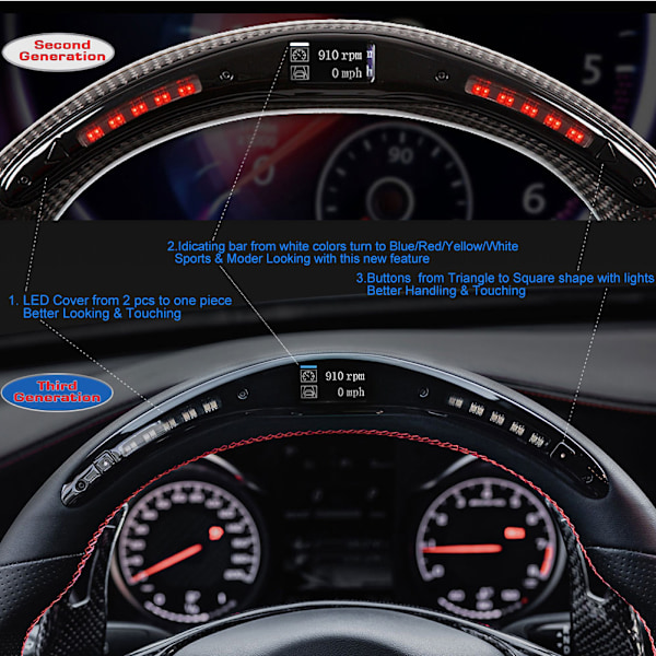Kulfiber Perforeret Nappa LED Bilrat Fit til Nissan GT-R R35 2017+