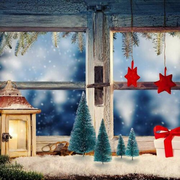 12 st Mini Sisal Julgranar Ornament Snö Frost Litet Tallträd Juldekor