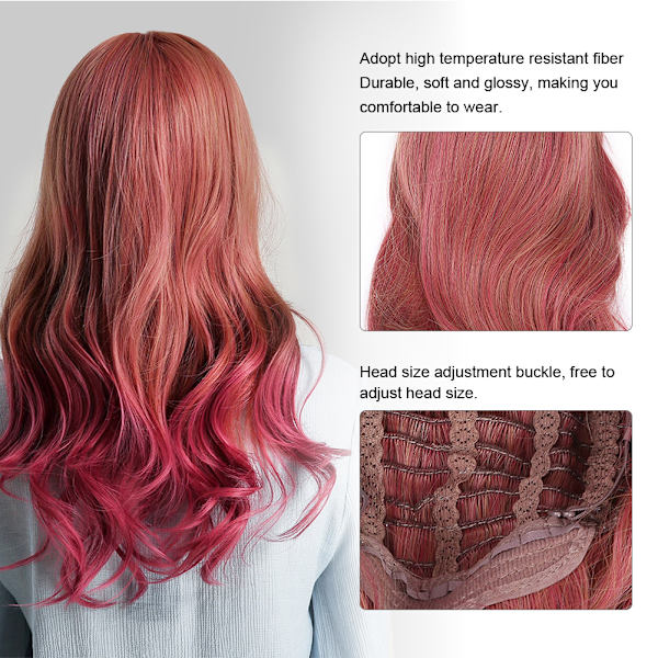 Röd Lång Lockig Peruk Justerbar Högtemperaturfiber Peruk Syntetisk Kvinna Cosplay Peruk LC248