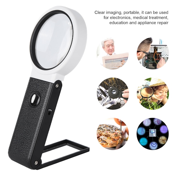 LED-forstørrelsesglass i ABS, håndholdt, sammenleggbart HD-linse for observasjon og reparasjon av elektroniske komponenter TH-7018B