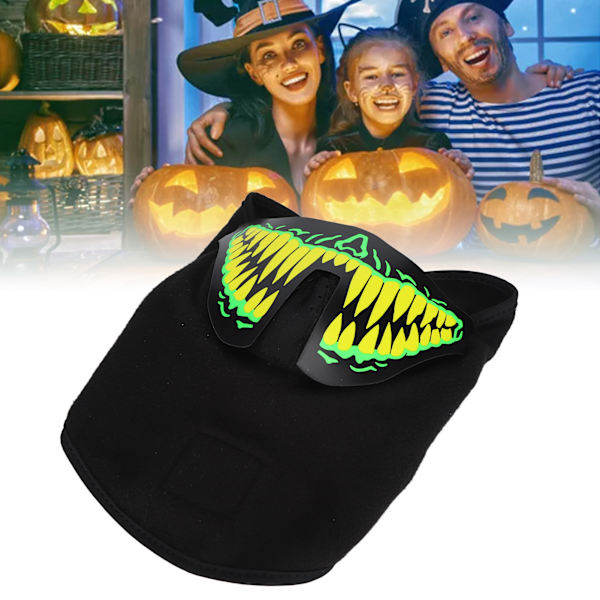 Lydaktiveret Lysende Maske Justerbar Letvægts LED Halloween Maske til Barer Fester