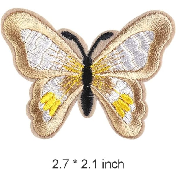 12 stk flerfarget sommerfugl Strykelapper Brodert Motiv App