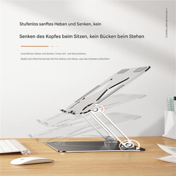 Ergonomisk Justerbart Laptopstativ, Højdejusterbart Laptopstativ med Åbent Design, Foldbart Bærbart Computerstativ til Skrivebord, Skridsikkert