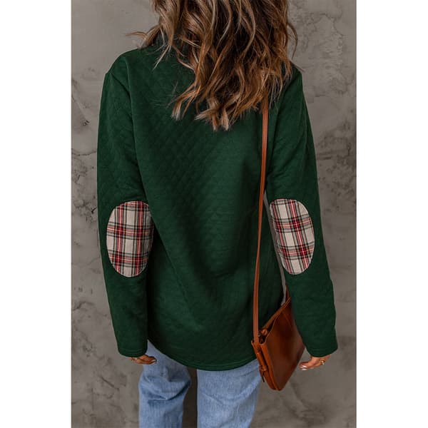 Dame Pullover Sweatshirt Mode Quiltet Mønster Let Langærmet Almindelig Casual Top Grøn S