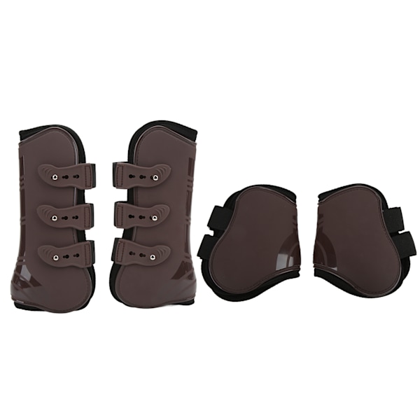 4 st Hästbensskydd Fram & Bak PU Neopren Häst Senor Skydd Hästskyddsutrustning (Brun Fram & Bak Set M)