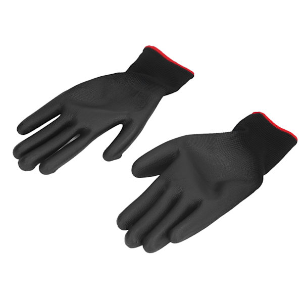 10 Par Säkerhetsarbetshandskar PU-belagda Statiska Säkra Nylon Svart med Röd Kant 7(S)