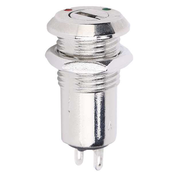10 stk. Nøgleafbryder Tønde Metal ON/OFF Strømlås Rustfrit Stål med Nøglemøtrik 12mm AC DC220V (Dobbelt Træk)