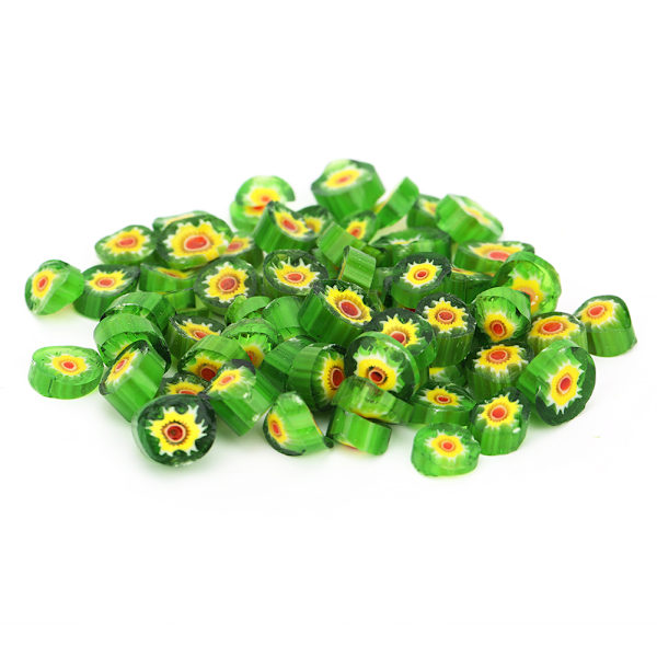 28g Fusing Glass Fargede Glasurer Grønn Gul Blomst Mønster DIY Smykker Håndverk for Mikrobølgeovn Ovn