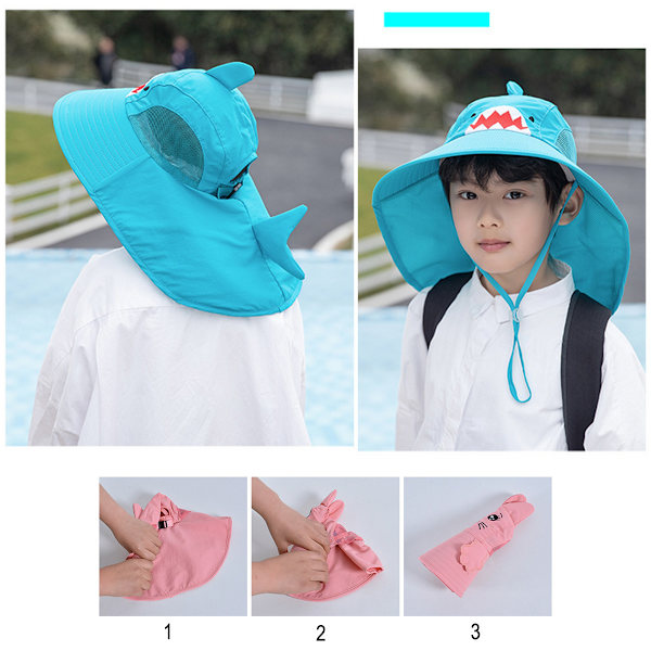 Barn Solhatt Pojke Flicka Skydd Hatt Bred Brätte Strandhattar med
