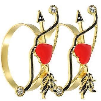 2 stk. Servietringe til Valentinsdag Rhinestones Servietholdere Legering Hjerte Design Servietspænder