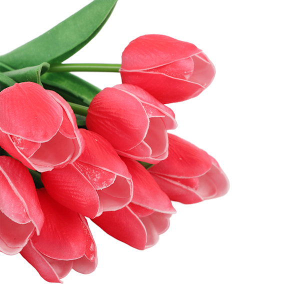 10 st Konstgjorda Tulpanblommor Hög Simulering Blomdekor för Vardagsrum Matbord Röd