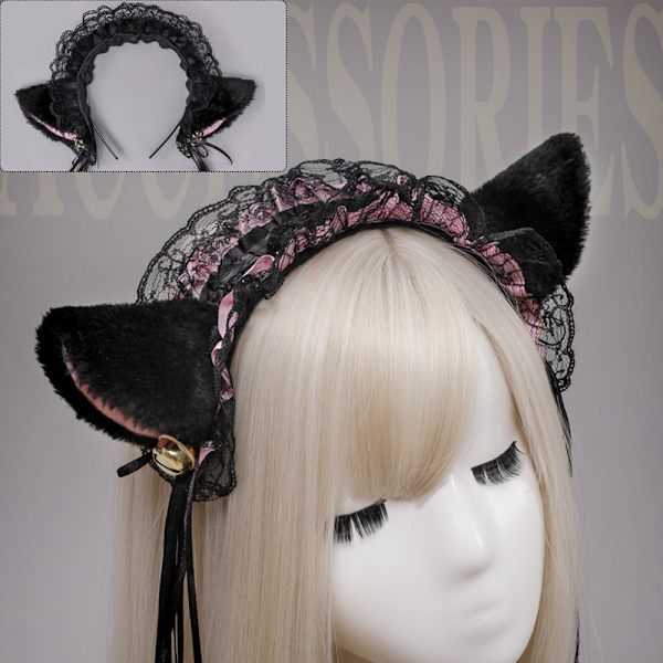 Cat Ears Pannband och Cat Tail Bowtie Handledsdekorationer Set för White