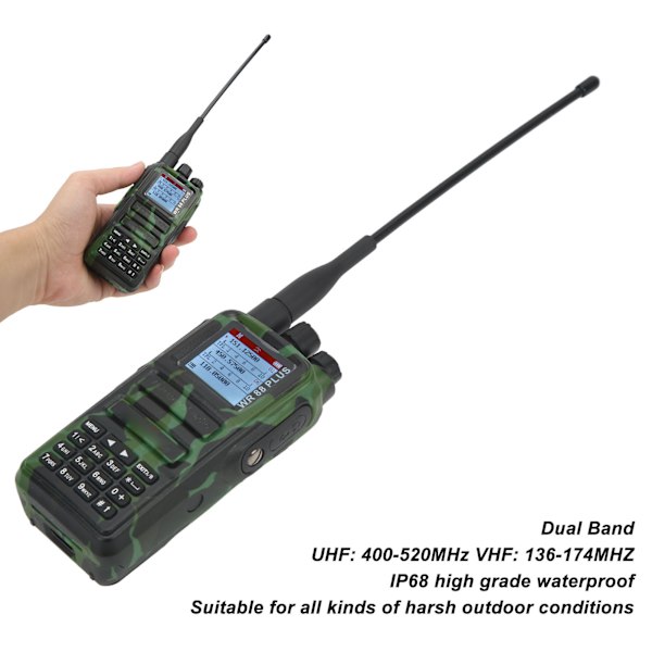 1,4 tuuman näytöllinen langaton 2-suuntainen radio 10W kaksoiskaistainen UHF VHF IP68 vedenkestävä walkie talkie AC100‑240V AU-pistoke