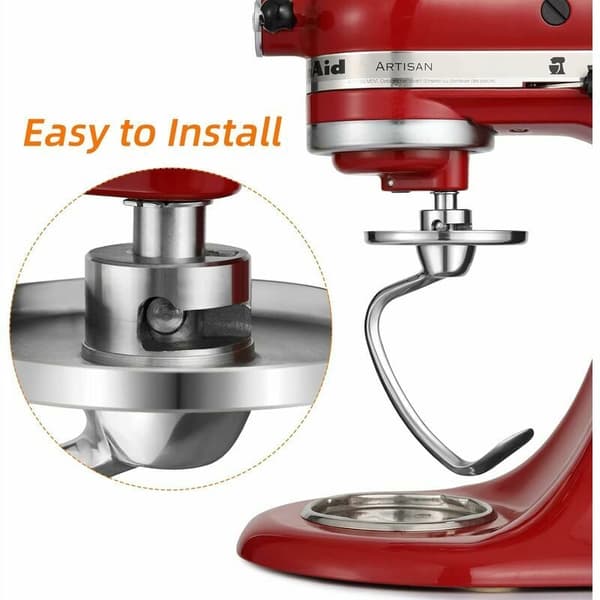 Dejkrog i rustfrit stål, kvalitets C-formet dejkrog i rustfrit stål til 4,5-5 quarts KitchenAid røremaskiner, førsteklasses kvalitet rustfrit stål Easy