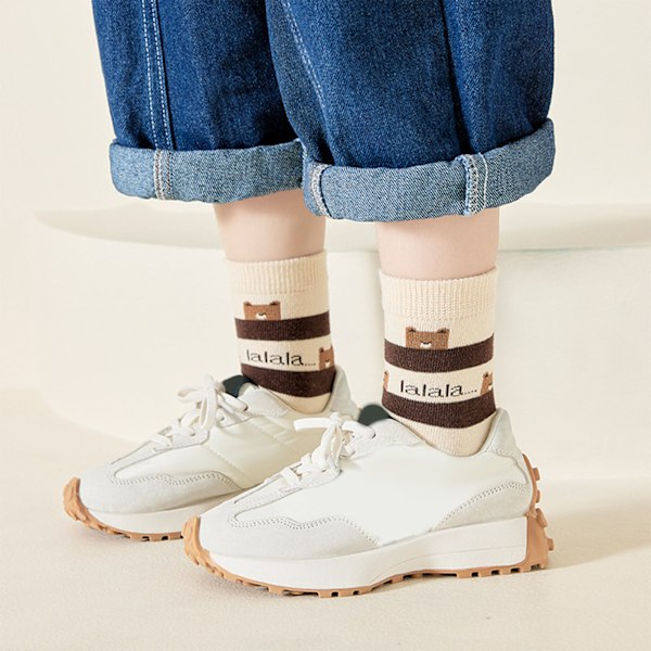 5 par Baby Unisex Strumpor Halkfria Bomullsstrumpor Varma Strumpor Tecknade Strumpor för Småbarn Spädbarn L för 6‑8 År