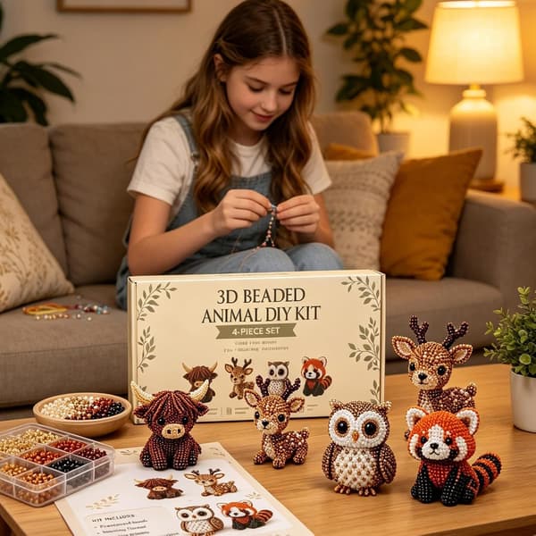 3D Pärldjur DIY Hantverk Pärlkit, Sött Pärlhantverksset - Highland Ko B