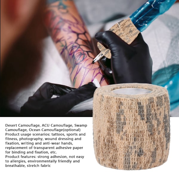 10 st Multifunktionella Självhäftande Bandage Rullar Engångs Elastisk Bandage Wrap Anti Vibration Anti Skid Tattoo Grepp Tejp Öken Kamouflage