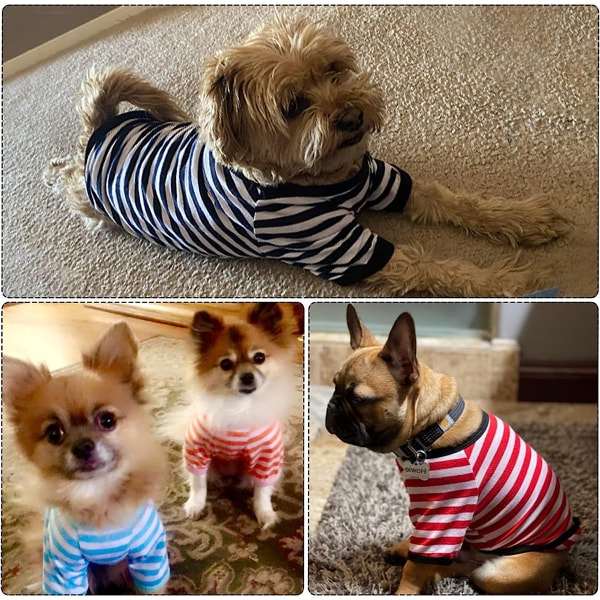 6 kpl Koiran raidallinen T-paita Koiran paita Hengittävä lemmikkivaatteet