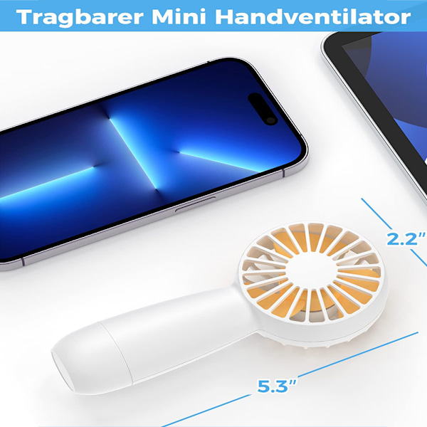 Tystgående Bärbar Handhållen Fläkt, Uppladdningsbar, Vikbar Design, Digital Display för Hemmakontor, Har Lång Drifttid och Powerbank