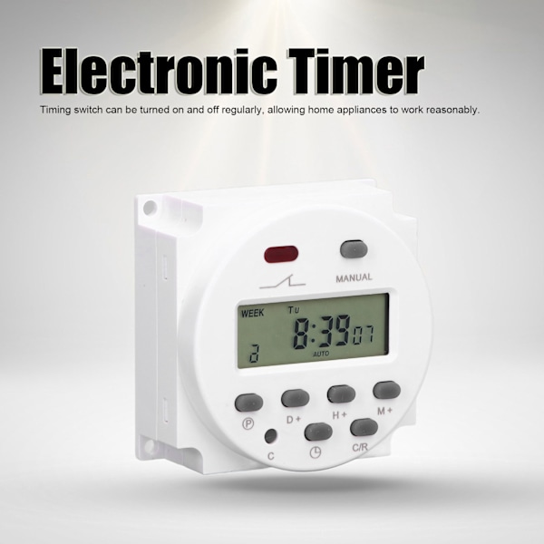 Elektronisk Timer Programmerbar LCD Digital Tidstyring Relébryter 16 På 16 Av Cn101AAC220-240V