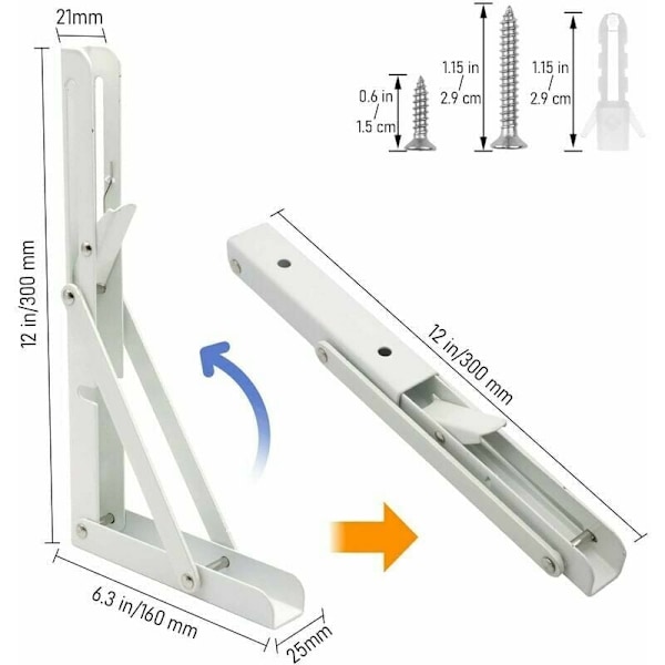 Kraftiga Fällbara Hyllkonsoler, DIY Väggmonterat Stöd för Solid Stål Triangelstruktur, Elegant Finish Utrymmesbesparande Design för Hem &amp;